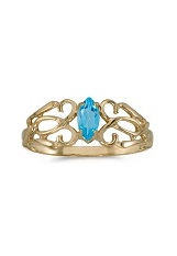 nice marquise blue topaz filigree yellow gold birthstone baby ring